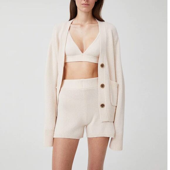 Lisa Yang Winnie Shorts 100% Cashmere Pearl Warm Cream Size 0 Extra Small NWT - Picture 1 of 15